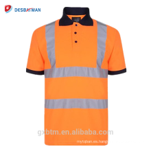 Botón reflectante de los hombres camisetas 70% algodón 20% poliéster Hola Vis High Vis visibilidad manga corta de seguridad Polo de trabajo de trabajo